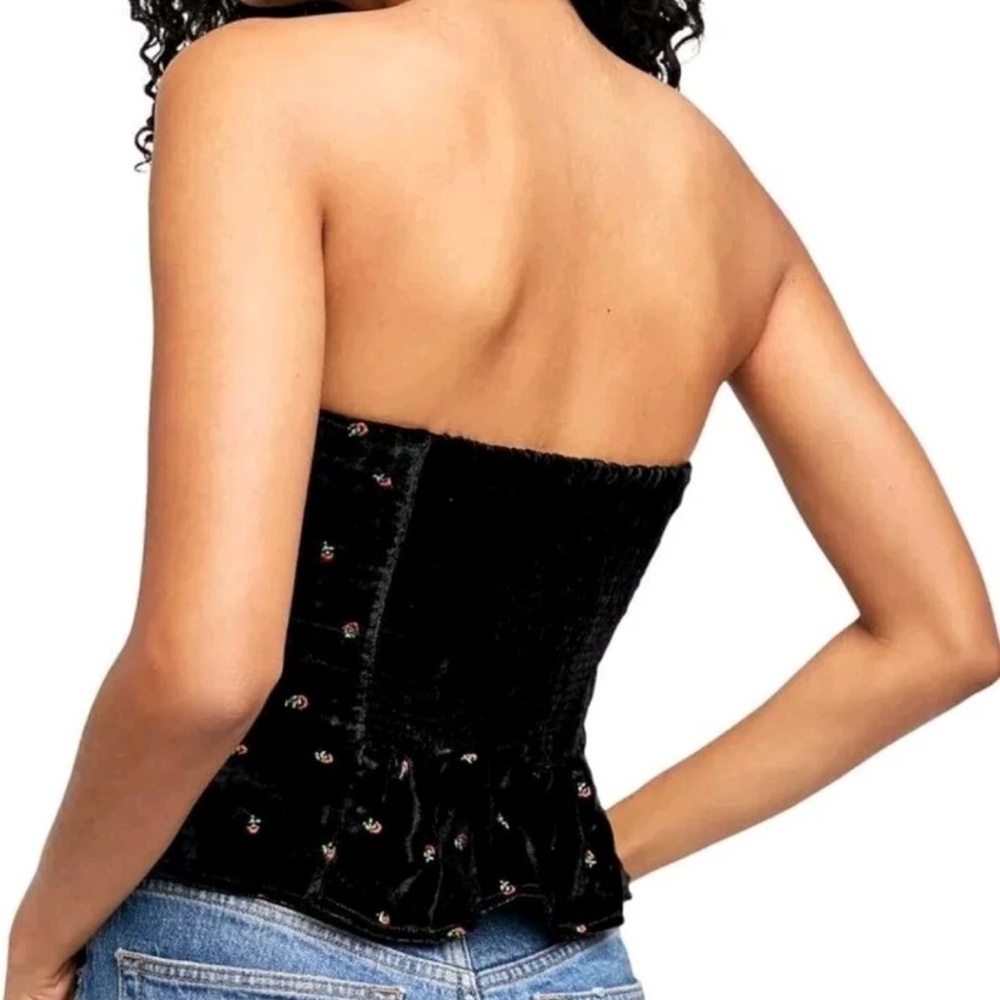 Free People Rosie Velvet Embroidered Bustier Top - Picture 4 of 13